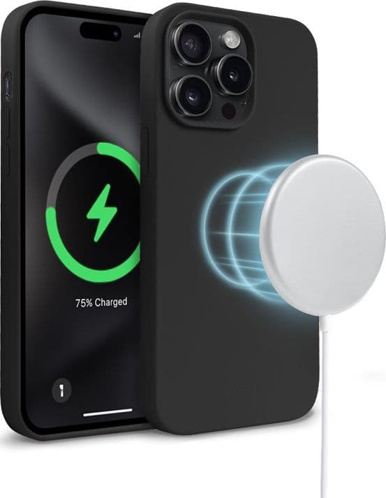 Crong Color Cover Magnetic - Custodia MagSafe per iPhone 15 Pro (Nero) - 12