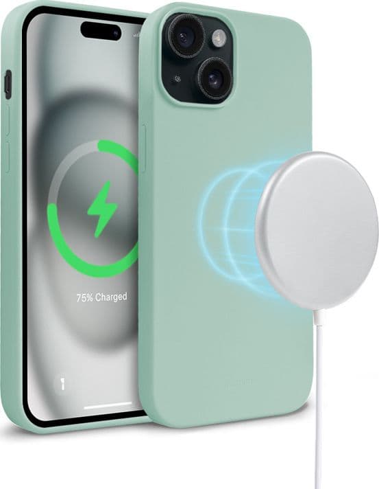 Crong Color Cover Magnetic - Custodia MagSafe per iPhone 15 (Menta) - 5