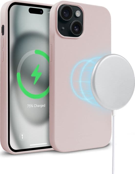 Crong Color Cover Magnetic - Custodia MagSafe per iPhone 15 (rosa sabbia) - 5