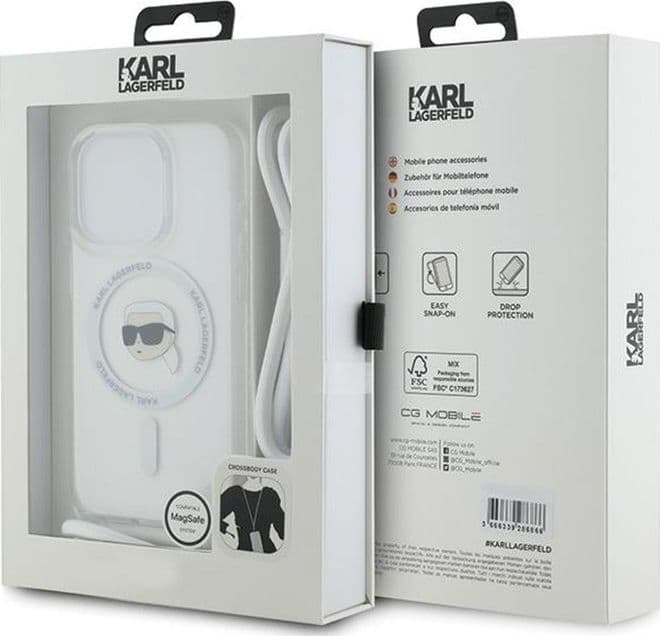 Karl Lagerfeld Crossbody IML Karl Head MagSafe - iPhone 15 Pro Case (Transparent) - 14