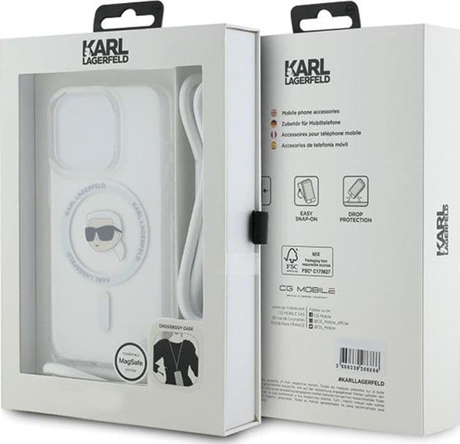 Karl Lagerfeld Crossbody IML Karl Head MagSafe - iPhone 15 Pro Case (Transparent) - 7