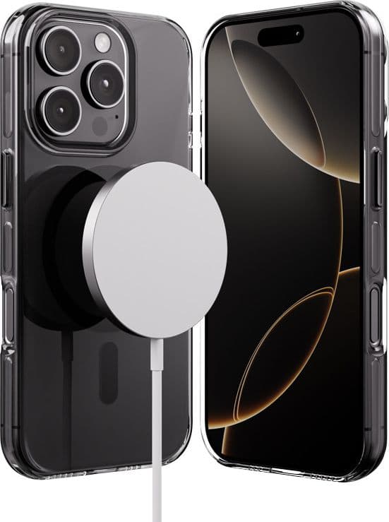 Crong Clear MAG Pro - Custodia MagSafe per iPhone 16 Pro (Nero)
