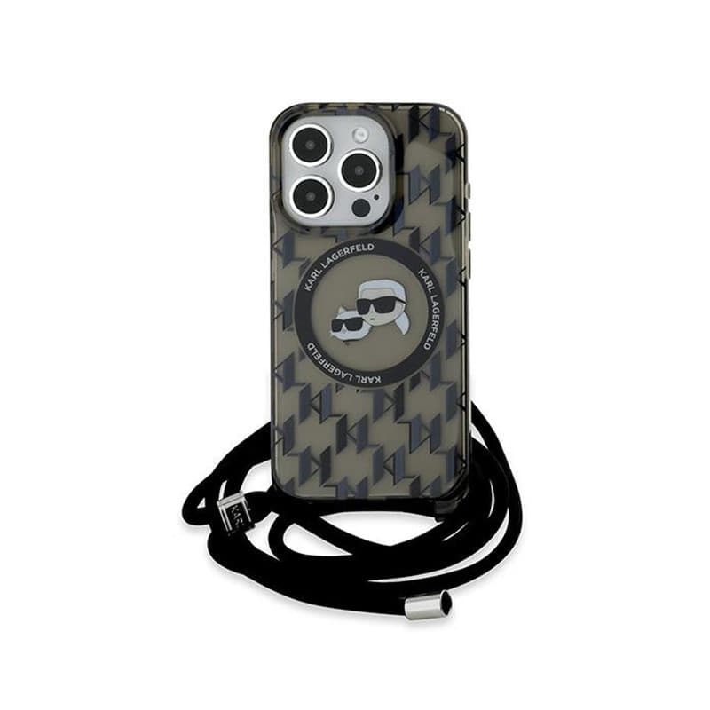 Karl Lagerfeld IML Crossbody Monogram Karl & Choupette Head MagSafe - Case for iPhone 15 Pro (Black) - 2