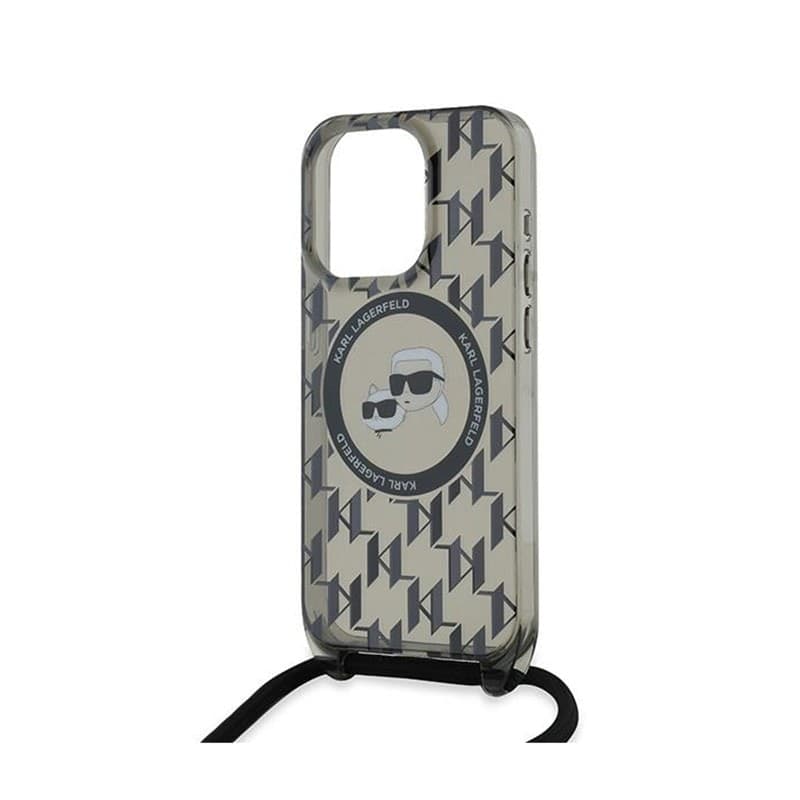 Karl Lagerfeld IML Crossbody Monogram Karl & Choupette Head MagSafe - Case for iPhone 15 Pro (Black) - 12