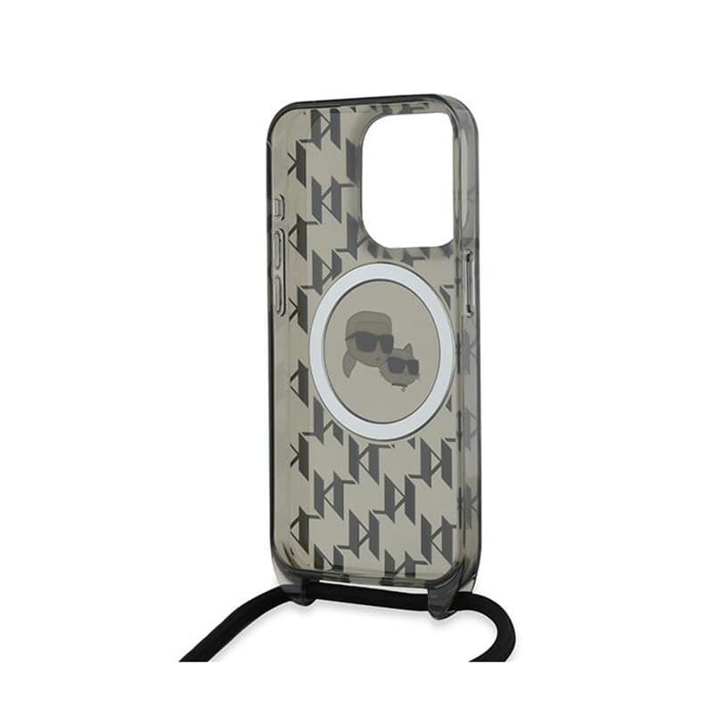 Karl Lagerfeld IML Crossbody Monogram Karl & Choupette Head MagSafe - Case for iPhone 15 Pro (Black) - 13