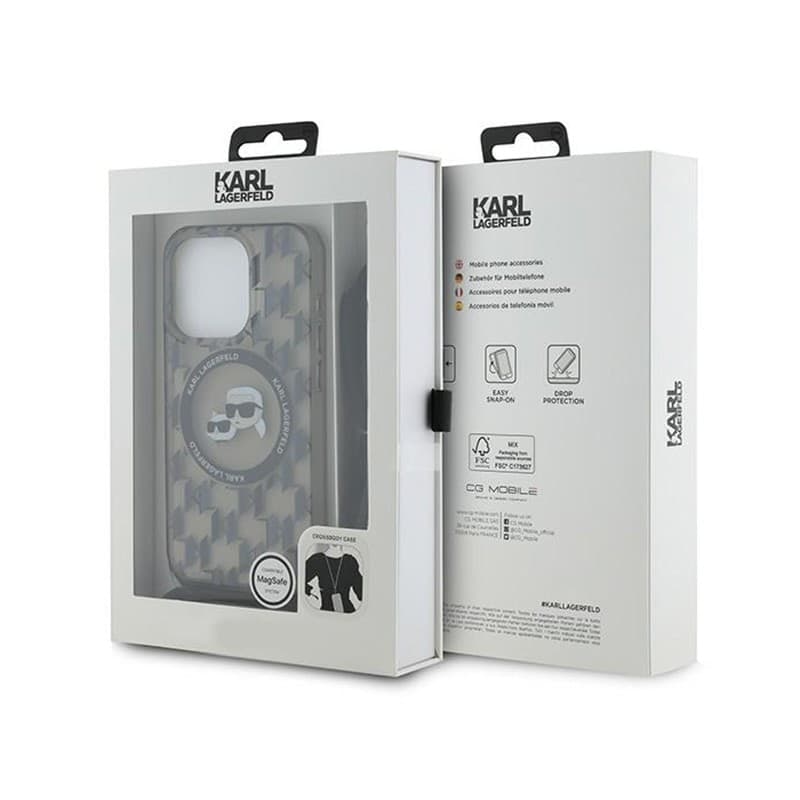 Karl Lagerfeld IML Crossbody Monogram Karl & Choupette Head MagSafe - Case for iPhone 15 Pro (Black) - 14