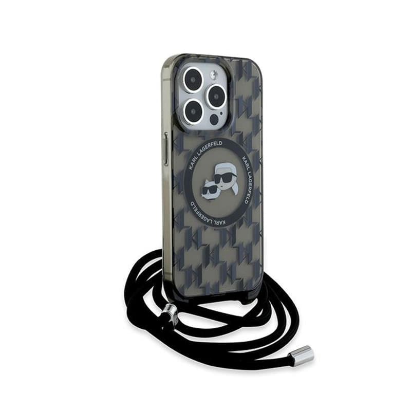Karl Lagerfeld IML Crossbody Monogram Karl & Choupette Head MagSafe - Case for iPhone 15 Pro (Black) - 3