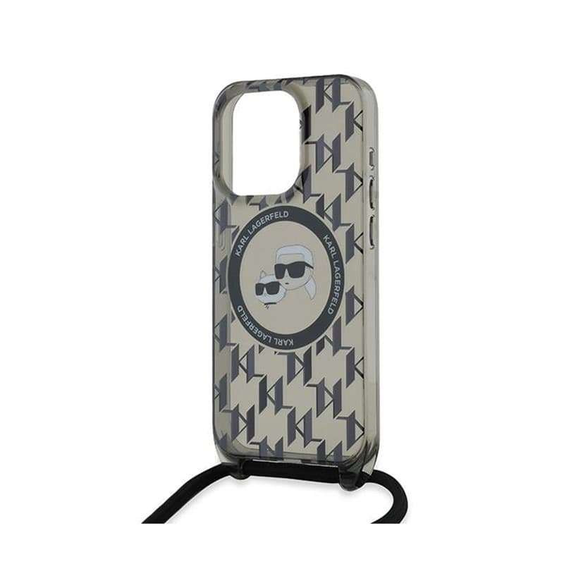 Karl Lagerfeld IML Crossbody Monogram Karl & Choupette Head MagSafe - Case for iPhone 15 Pro (Black) - 5