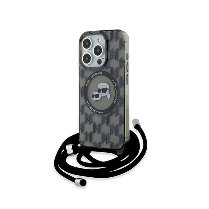 Karl Lagerfeld IML Crossbody Monogram Karl & Choupette Head MagSafe - Case for iPhone 15 Pro (Black) - 8