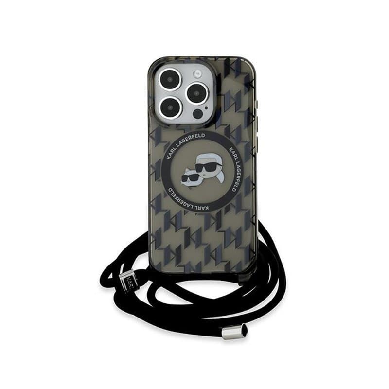 Karl Lagerfeld IML Crossbody Monogram Karl & Choupette Head MagSafe - Case for iPhone 15 Pro (Black) - 9