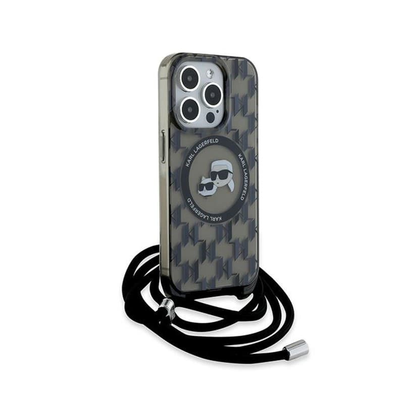 Karl Lagerfeld IML Crossbody Monogram Karl & Choupette Head MagSafe - Case for iPhone 15 Pro (Black) - 10