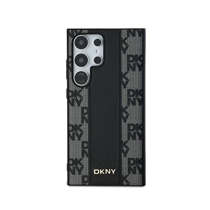 DKNY Leather Checkered Mono Pattern MagSafe - Case for Samsung Galaxy S24 Ultra (Black) - 3