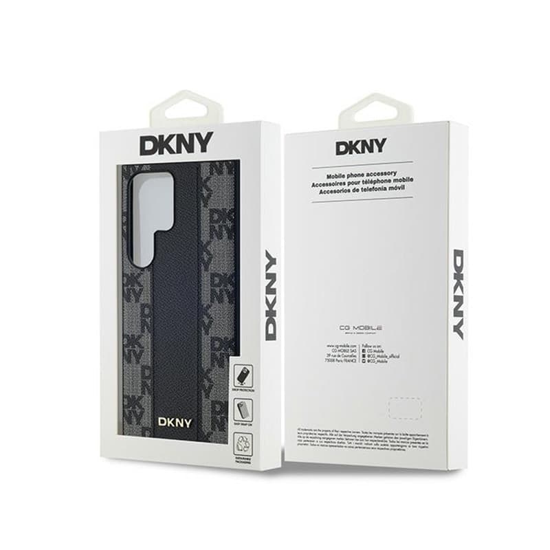 DKNY Leather Checkered Mono Pattern MagSafe - Case for Samsung Galaxy S24 Ultra (Black) - 8