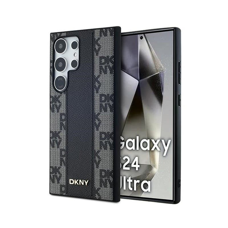 DKNY Leather Checkered Mono Pattern MagSafe - Case for Samsung Galaxy S24 Ultra (Black) - 9
