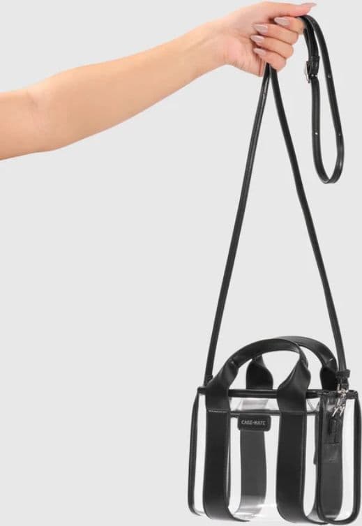 Case-Mate Micro Tote Bag - Waterproof Shoulder Bag (Midnight Black/Clear) - 2