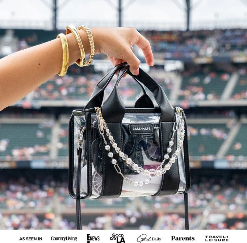 Case-Mate Micro Tote Bag - Waterproof Shoulder Bag (Midnight Black/Clear) - 11