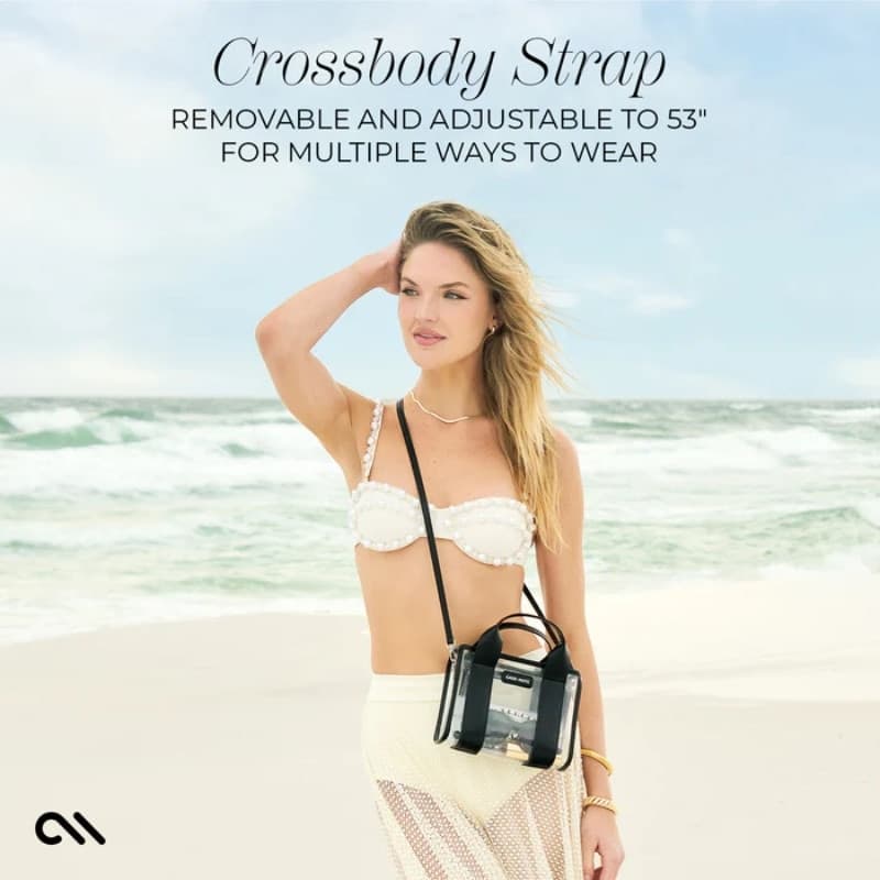Case-Mate Micro Tote Bag - Waterproof Shoulder Bag (Midnight Black/Clear) - 4