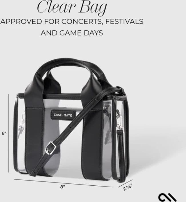 Case-Mate Micro Tote Bag - Waterproof Shoulder Bag (Midnight Black/Clear) - 6