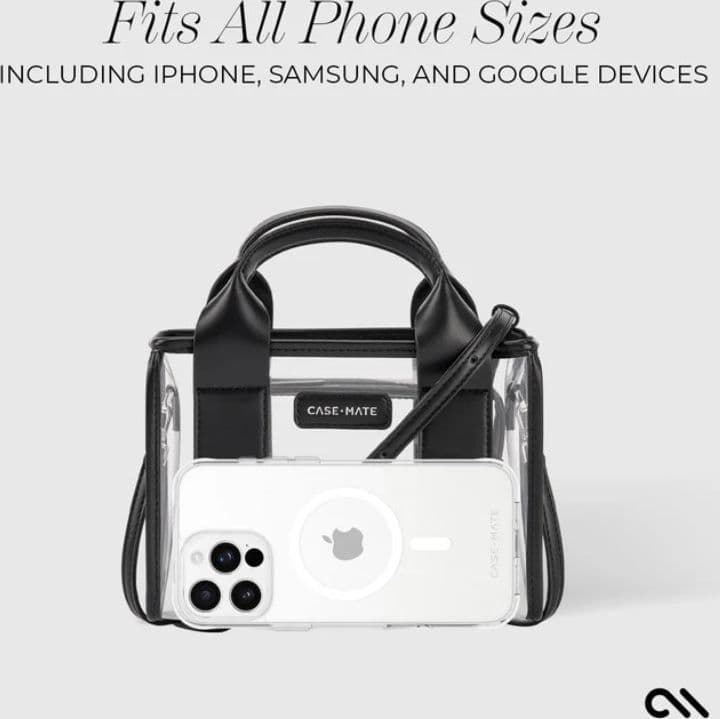 Case-Mate Micro Tote Bag - Waterproof Shoulder Bag (Midnight Black/Clear) - 7