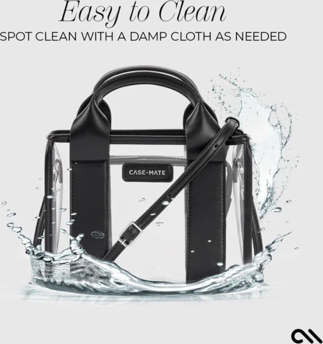 Case-Mate Micro Tote Bag - Waterproof Shoulder Bag (Midnight Black/Clear) - 8