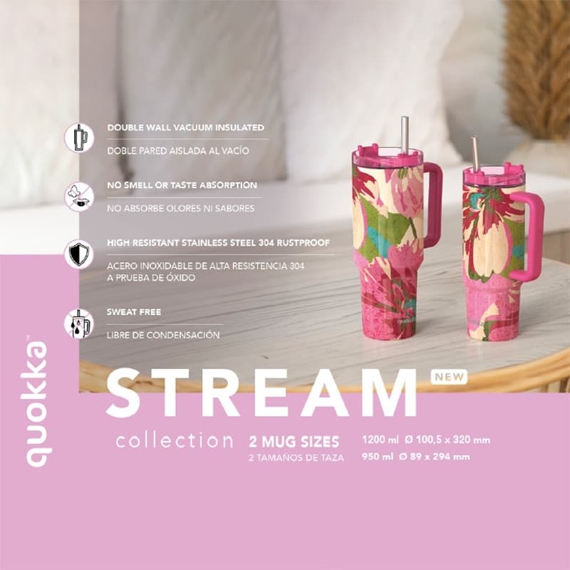 Quokka Stream - Tazza termica in acciaio inox da 1200 ml con cannuccia (cotone) - 2