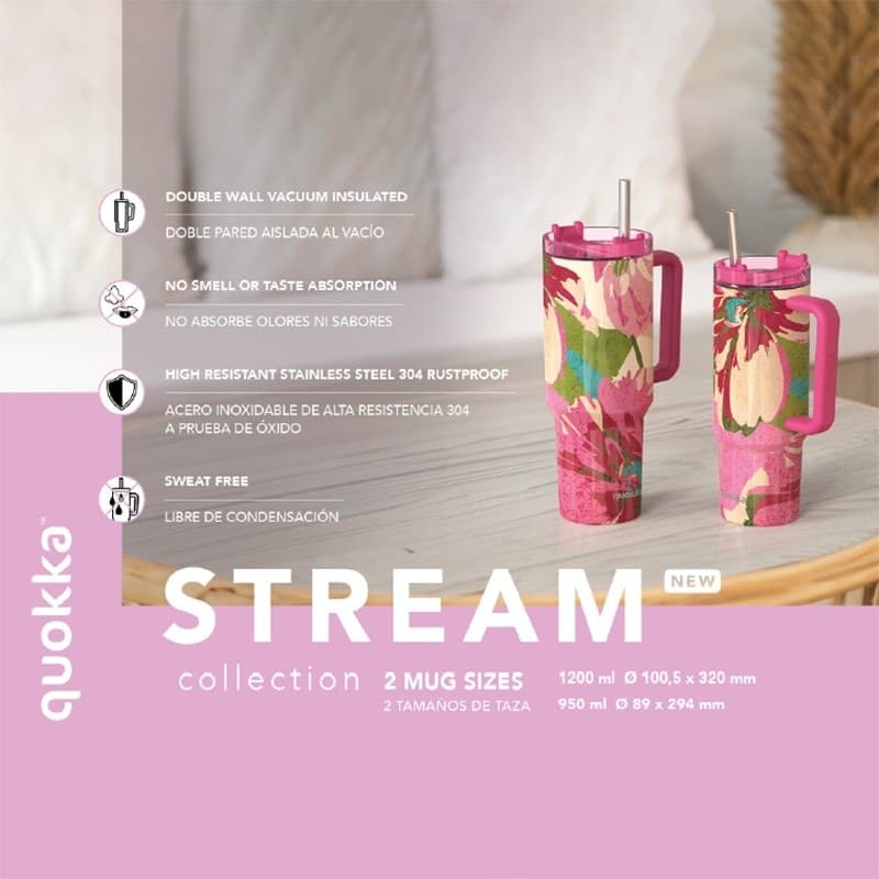 Quokka Stream - Tazza termica in acciaio inox da 1200 ml con cannuccia (cotone) - 5
