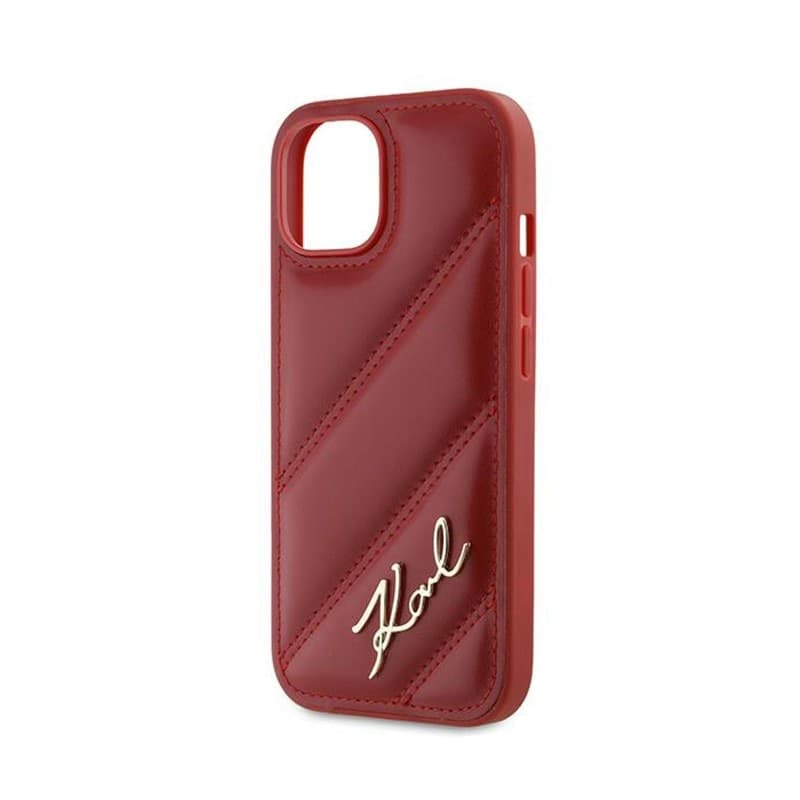 Karl Lagerfeld Diagonal Quilted Script - Case for iPhone 15 / 14 / 13 (Red) - 14