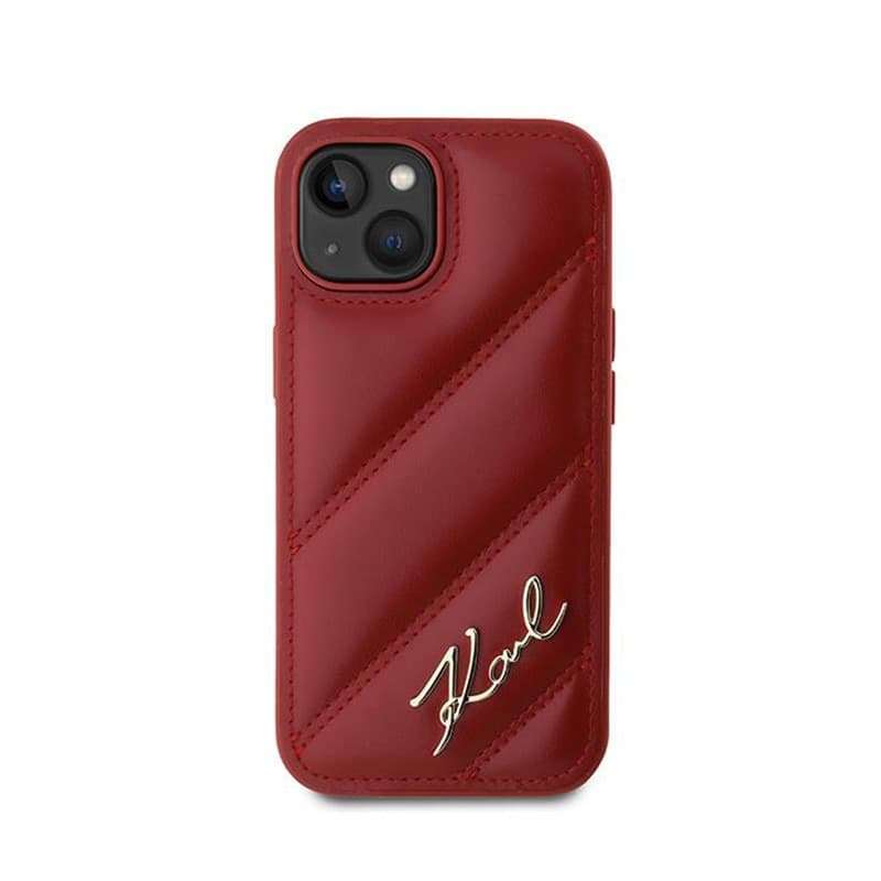 Karl Lagerfeld Diagonal Quilted Script - Case for iPhone 15 / 14 / 13 (Red) - 3