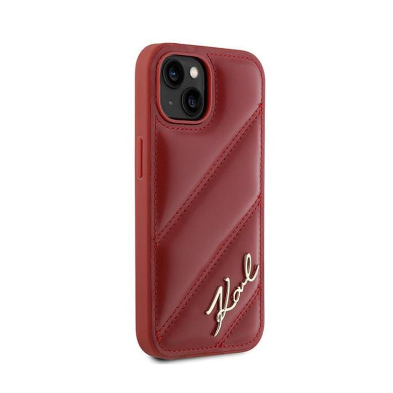 Karl Lagerfeld Diagonal Quilted Script - Case for iPhone 15 / 14 / 13 (Red) - 4