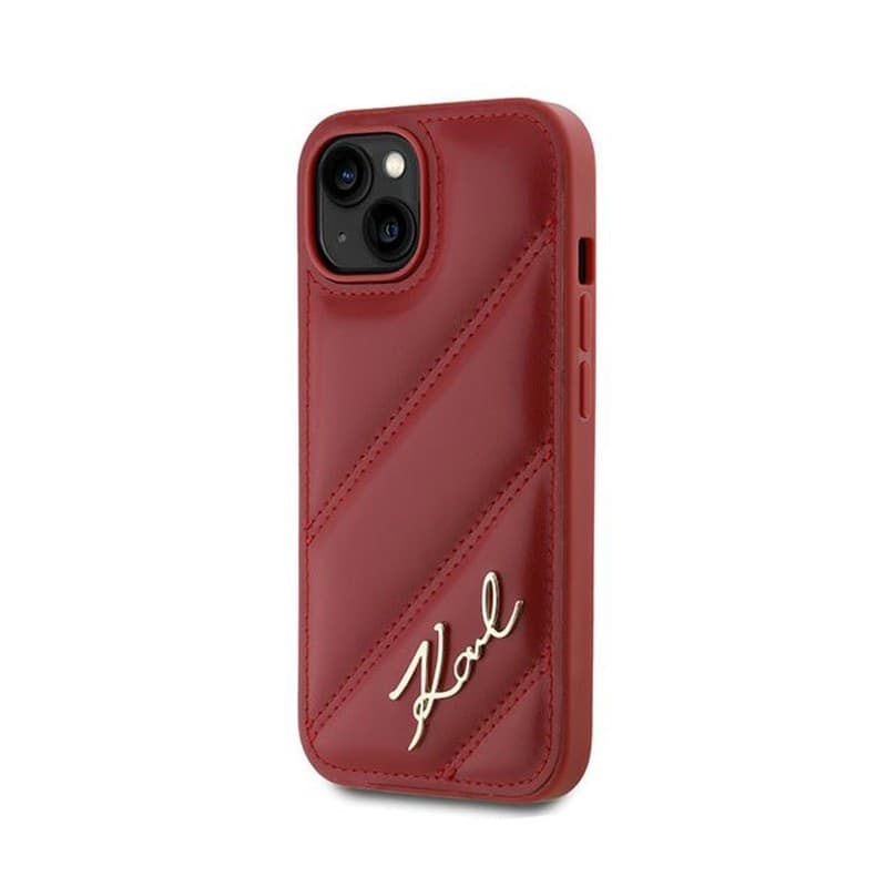 Karl Lagerfeld Diagonal Quilted Script - Case for iPhone 15 / 14 / 13 (Red) - 10