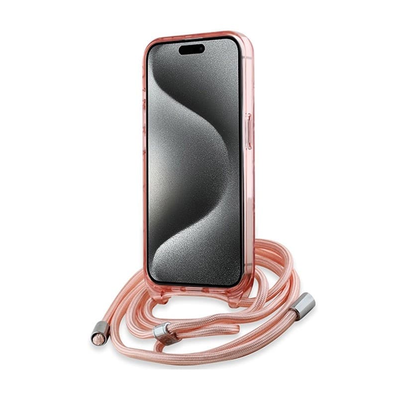 Karl Lagerfeld IML Crossbody Monogram Karl & Choupette Head MagSafe - Case for iPhone 15 Pro (Pink) - 11