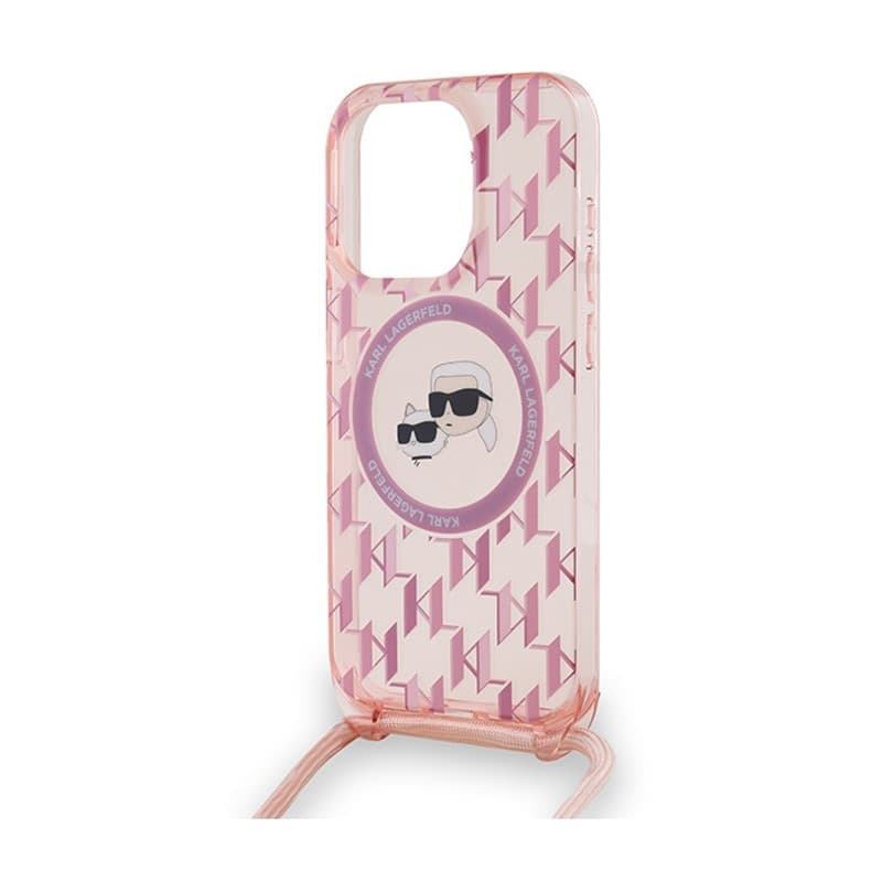 Karl Lagerfeld IML Crossbody Monogram Karl & Choupette Head MagSafe - Case for iPhone 15 Pro (Pink) - 5