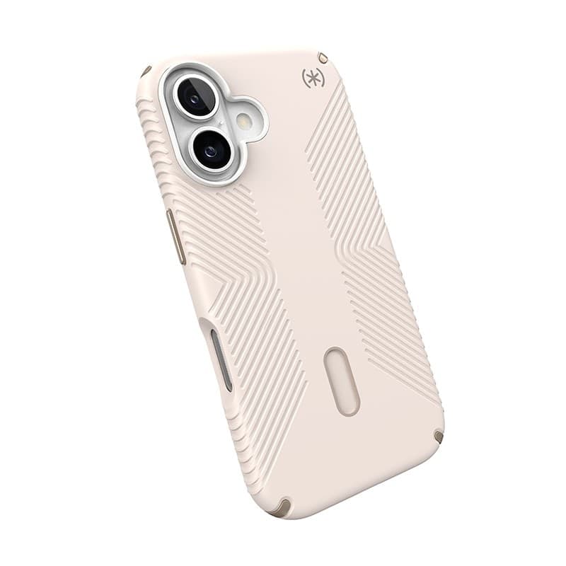 Speck Presidio2 Grip ClickLock e MagSafe - Custodia per iPhone 16 (Osso sbiancato / Oro antico / Marrone nocciola) - 18