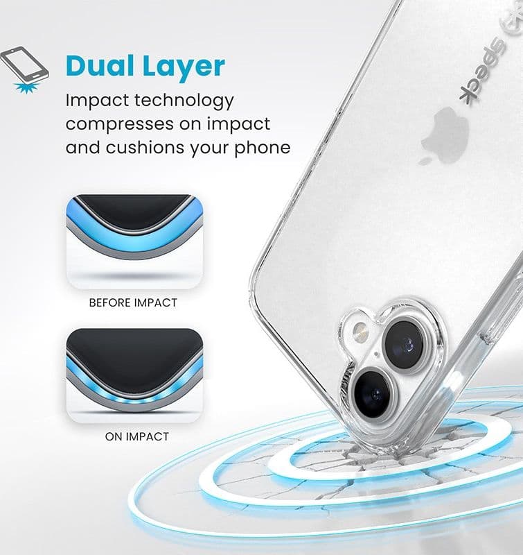 Speck Gemshell - Custodia per iPhone 16 Plus (trasparente) - 12