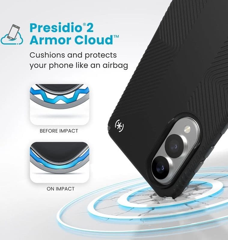 Speck Presidio2 Grip Magnet - Custodia MagSafe per Samsung Galaxy S25 Edge (Nero/Grigio Ardesia/Bianco) - 13