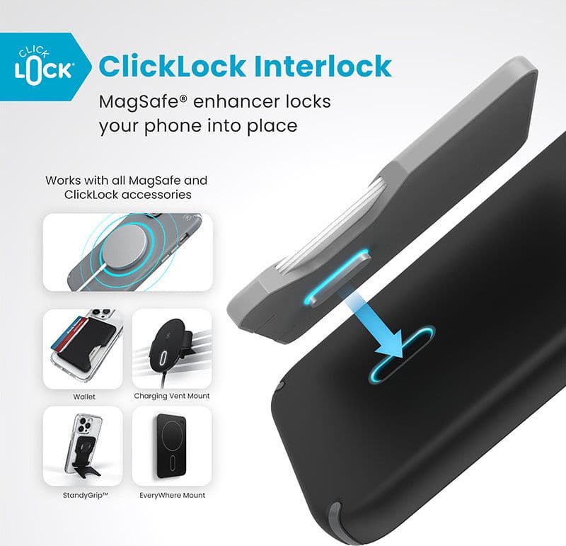 Speck Presidio2 Pro ClickLock e MagSafe - Custodia per iPhone 16 Plus (Nero / Grigio Ardesia / Bianco) - 2