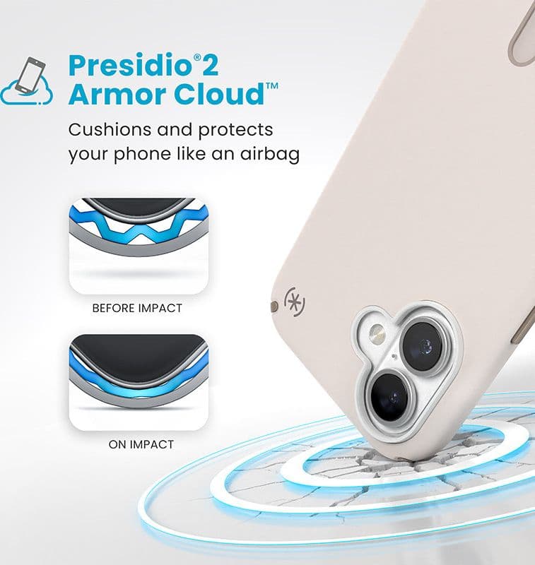 Speck Presidio2 Pro ClickLock e MagSafe - Custodia per iPhone 16 (Osso sbiancato / Oro antico / Marrone nocciola) - 4