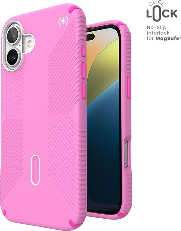 Speck Presidio2 Grip ClickLock e MagSafe - Custodia per iPhone 16 Plus (Rosa puro / Rosa shocking / Bianco) - 11