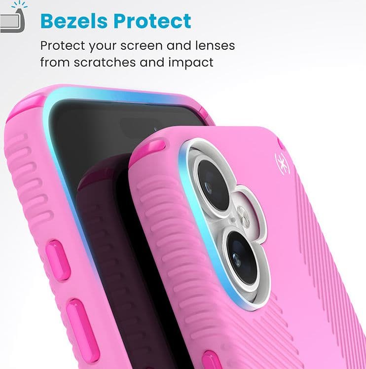 Speck Presidio2 Grip ClickLock e MagSafe - Custodia per iPhone 16 Plus (Rosa puro / Rosa shocking / Bianco) - 6