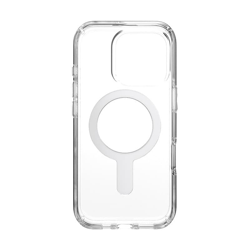 Speck Presidio Perfect-Clear ClickLock e MagSafe - Custodia per iPhone 16 Pro (Trasparente / Finitura cromata / Argento Serene) - 10