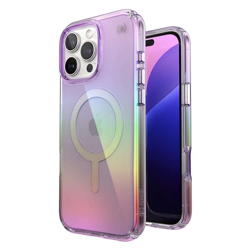 Speck Presidio2 Lux MagSafe - Custodia per iPhone 16 Pro Max (viola incredibile / trasparente) - 11