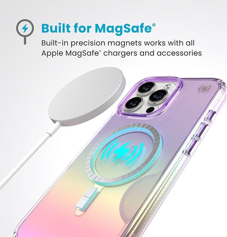 Speck Presidio2 Lux MagSafe - Custodia per iPhone 16 Pro Max (viola incredibile / trasparente) - 13