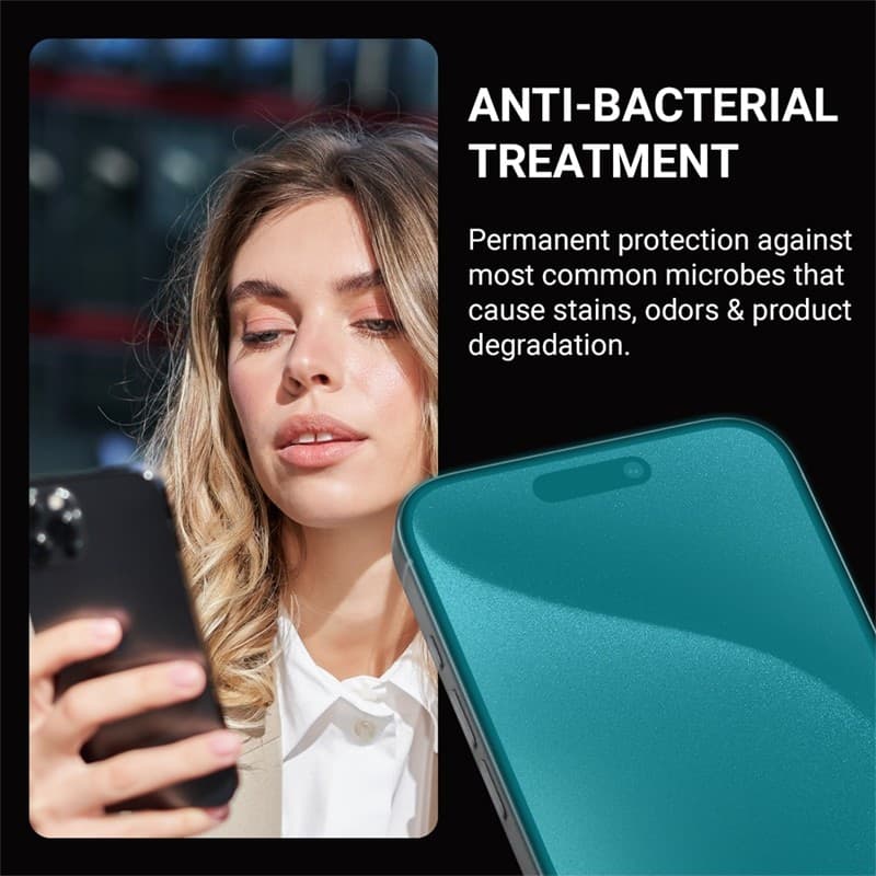 Crong Anti-Bacterial 3D Armor Glass - Vetro temperato 9H Full Glue per iPhone 16 Pro + telaio di installazione - 11