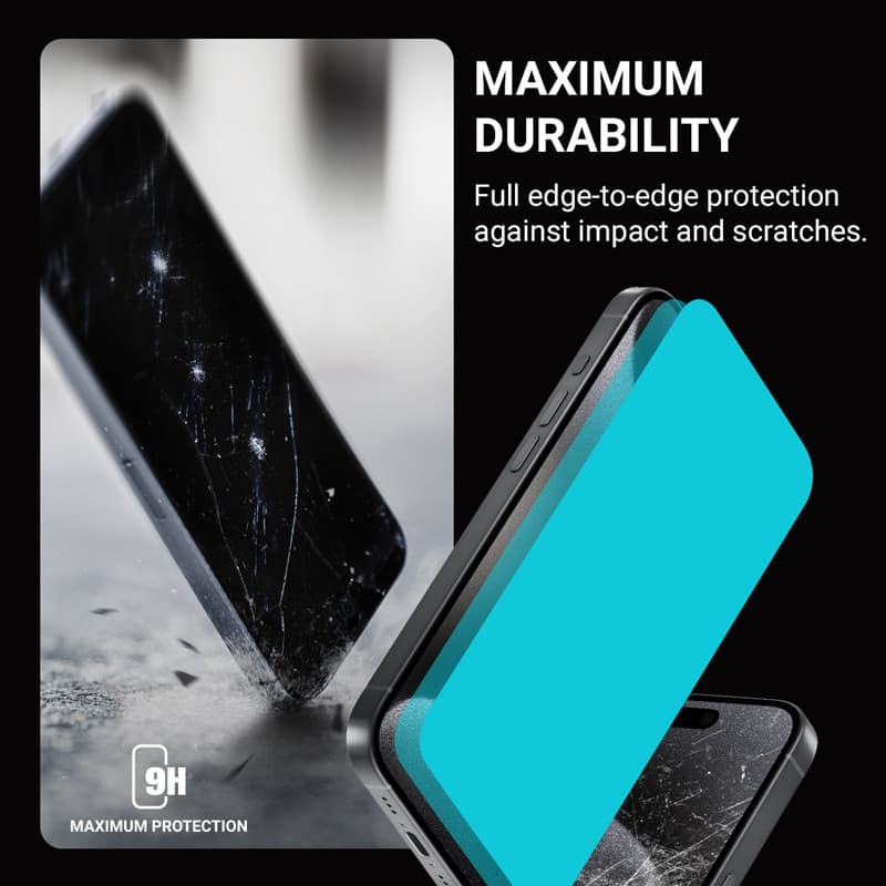 Crong Anti-Bacterial 3D Armor Glass - Vetro temperato 9H Full Glue per iPhone 16 Pro + telaio di installazione - 4