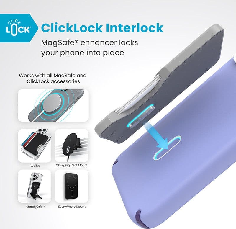 Speck Presidio2 Pro ClickLock e MagSafe - Custodia per iPhone 16 Pro Max (Lavanda futura / Viola cassis / Bianco) - 2