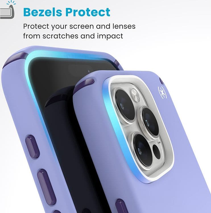 Speck Presidio2 Pro ClickLock e MagSafe - Custodia per iPhone 16 Pro Max (Lavanda futura / Viola cassis / Bianco) - 6
