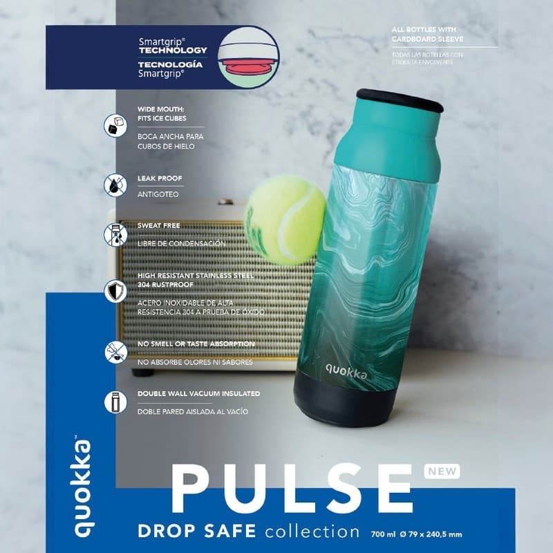 Quokka Pulse - Bottiglia termica in acciaio inossidabile anti-goccia da 700 ml (Magnolia) - 2