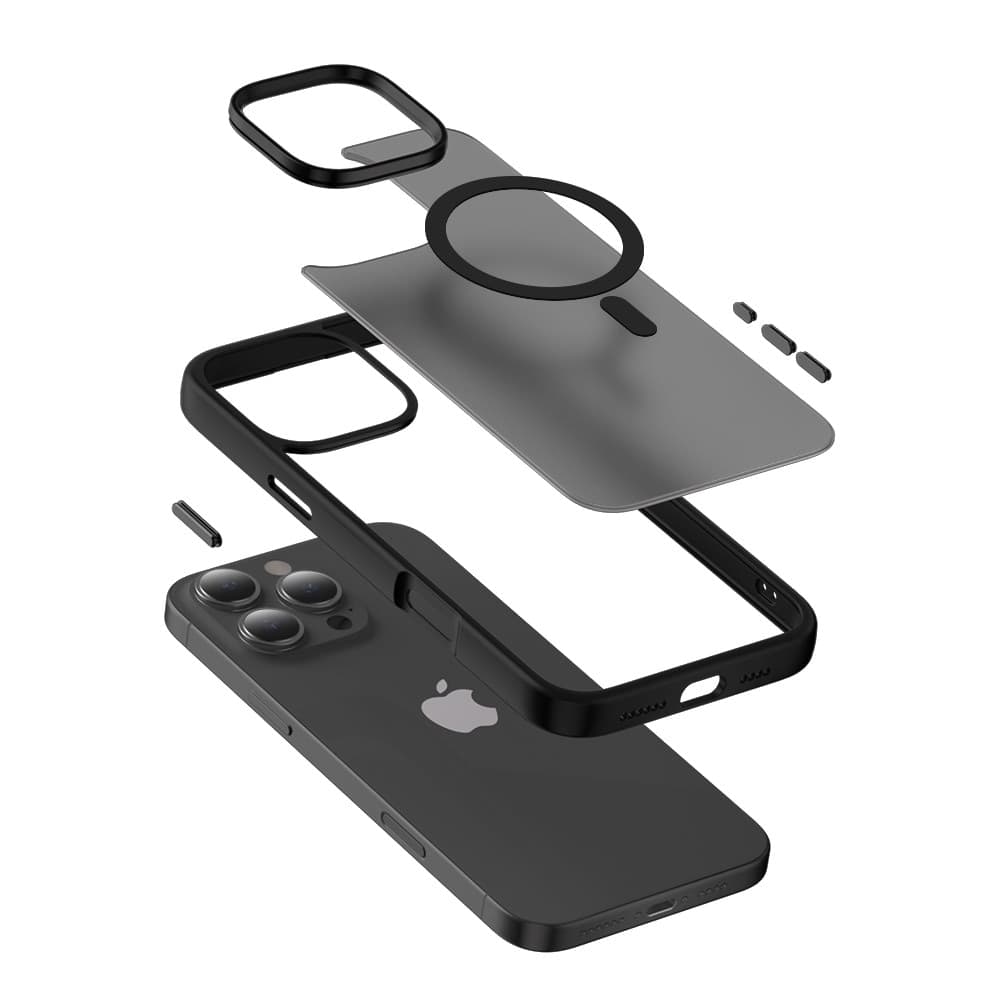 Crong Hybrid Frost MAG Cover - Custodia con MagSafe per iPhone 16 Pro (Nero) - 2