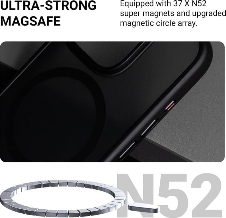 Crong Hybrid Frost MAG Cover - Custodia con MagSafe per iPhone 16 Pro (Nero) - 11