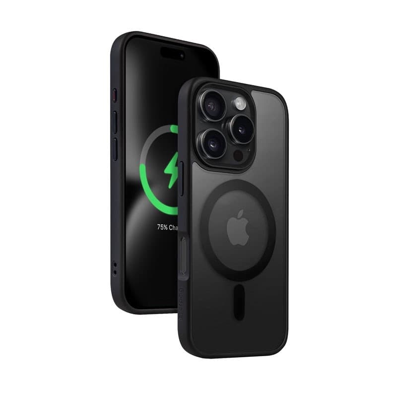 Crong Hybrid Frost MAG Cover - Custodia con MagSafe per iPhone 16 Pro (Nero) - 8